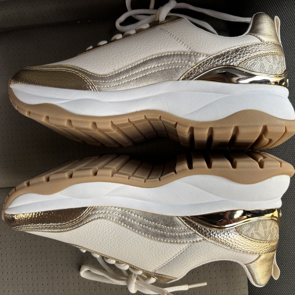 Women's Gold and White Sneakers